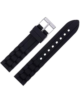 Uhrenarmband 18mm Silikon Schwarz - Inkl. Federstege / Werkzeug - Solides Ersatzband Aus Kunststoff Passend Zu...