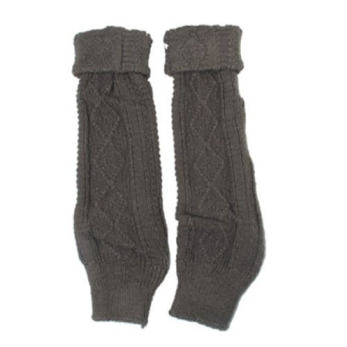 Miki&Co Pair Rhombus Pattern Knitted Knee High Leg Warmers Taupe for Women