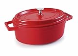 Lacor 25931 Faitout Rouge Ovale Fonte d'Aluminium avec Couvercle Diamètre: 31X25 cm