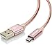 Produktbild Micro USB Kabel Metall 1m - MKOAWA® 2,4 A [ USB Schnellladekabel ] Metall Ladekabel - High Speed Sync und Ladekabel für Android Smartphones, Samsung Galaxy, HTC, Huawei, Sony, Nexus, Nokia, Kindle und mehr - Rose Gold