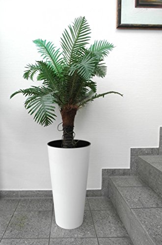 XL Flower TUBUS in Matt Weiß mit herausnehmbaren Einsatz aus robustem Kunststoff für Innen- und Außenbereiche. In Weiß Matt und XL Höhe von 57cm! - 2