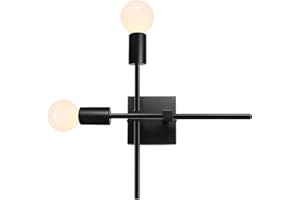 LAKONEI Lampade da Parete Industriali Vintage E27 Lampada a Muro con 2 Luci in Metallo Illuminazione da Parete Interno per Camera da Letto, Soggiorno, Corridoio (60W Max, Senza Lampadina)