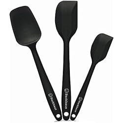 Backhaus Set de Spatule de Cuisine, cuillère et Maryse Silicone Ustensiles de Cuisines Premium avec Renfort en INOX - Résistantes à la Chaleur et adaptées à Tout Type de revêtements | Noir