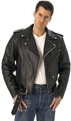 Australian Bikers Gear Men's Classic Leather Brando Motorcycle Jacket (42") - 42"