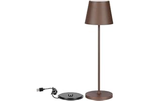 V-TAC Lampe de Table Sans Fil LED Dimmable avec Commandes Tactiles - Marron pour Intérieur et Extérieur IP54 Maison, Restaurant, Bureau Batterie 4400 mAh Lumière Blanche Chaude 3000K, VT-7522