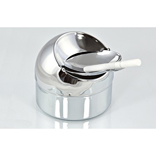 Aschenbecher Windaschenbecher aus Metall verchromt mit Klappe – 3 Stück – Durchmesser 9 cm - 6