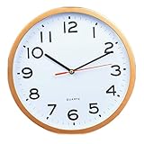 XJYA 12 Zoll Modern Quartz Lautlos Wanduhr Schleichende Sekunde ohne Ticken 30cm Wanduhr Fest Ohne Tickgeräusche (Gold)