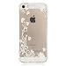 Produktbild iPhone SE Hülle, iPhone 5 5S Handyhülle, CXTcase Slim Thin Hülle Transparent Weiche Silikon Schutzhülle TPU Rubber Gel Bumper Case Flexible Phone Back Hülle für iPhone 5S 5 SE, Weiße Blume Rattan Pattern