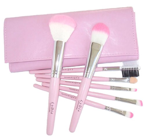 LyDia professional 7 pieces baby pink face powder/foundation/concealer/eye shadow makeup brush set with pink case