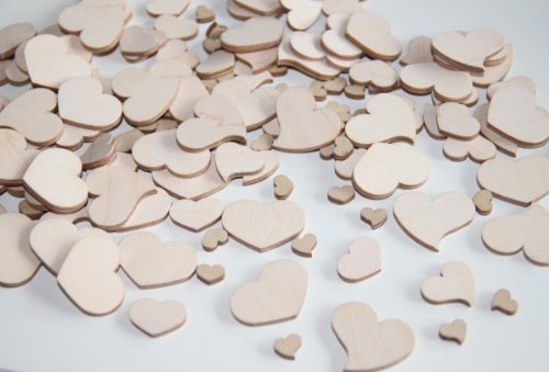 300 Stk Holz Herzen natur Naturdeko Hochzeit Tischschmuck Streuteile Holzherzen Holz Herz Dekoherzen Streuherzen Tischdekoration Streudeko Basteln Liebe Valentinstag Muttertag Tischdeko Holzherz