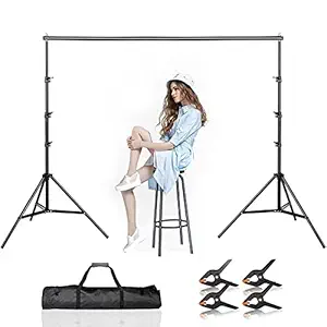 BEIYANG 7ftx10ft / 2.33M x3M Backdrop Support Stand Adjustable Photography Studio Background Support System Kit with Carrying Bag for Photo Video Shooting (7.5 x10ft)