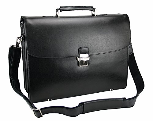 Preisvergleich Produktbild Herren Akten Tasche Umhängetasche Aktentasche Dokumententasche Leder Business Tasche Schwarz A4