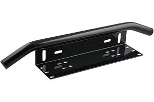 Mdurian Licencia Universal Soporte Montaje de matrícula 23" Parachoques Delantero Bull Bar para Barra Luces conducción LED y lámpara de Trabajo Aluminio Negro
