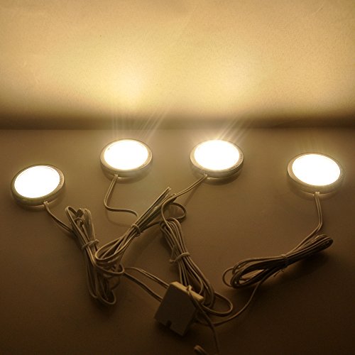 Preisvergleich Produktbild Lychee 4 Stücke Set LED Unter Bauleuchte Kabinettbeleuchtung Möbelanbauleuchte Schrankbeleuchtung für Schränke, Wohnzimmer, Küche, Schränke und Regale (Warmweiß)