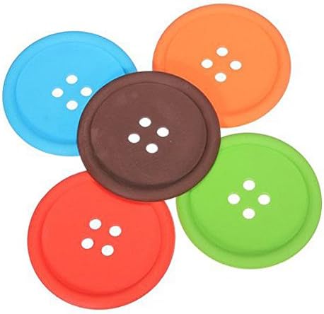 Cuteco Colorful Silicone Plastic Button Shaped Coaster Non-slip Insulation Placemat Washable Table Mats (5pcs)