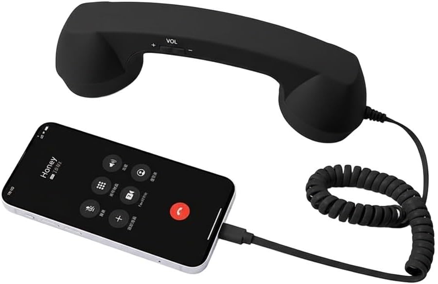 NiuLumea Auricular retro con cable para teléfono móvil con conector USB para teléfonos inteligentes y portátiles, diseño ergonómico, audio reductor de ruido, construcción de plástico, 22,7 x 6 cm