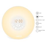 Sunvito 4 in 1 Wake Up Light, Sonnenaufgang Wecker 7 Farben Nacht Licht mit Natur Sounds, Snooze Funktion, FM Radio, Touch Control und USB Ladegerät