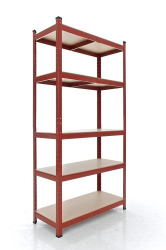 CLP Schwerlastregal, Metall, verzinkt, Tragkraft 875 kg, 5 Böden, Lagerregal Farbe + HÖHE wählbar rot, 180 x 90 x 45 cm - 2