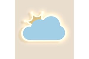 niuniaj Applique da Parete Interno 14W 1550LM Lampada da Parete Interno a Forma di Nuvola,Bianco Caldo Bianco Neutro Bianco Freddo Tricolore, Applique Cameretta Bambina/Bambino (Blu)