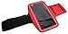 Produktbild DURAGADGET Fitness-Halterung als Oberarmband für OnePlus 3 | OnePlus 2 und Medion Life X5520 | E5005 Smartphones/Handys / MP3-Player mit Schlüsselfach - ROT