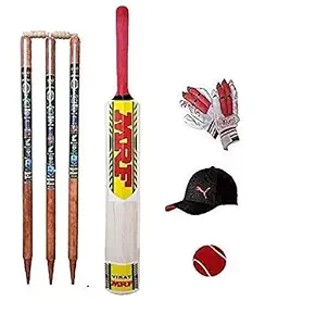 BRD A1 Wooden Cricket Kit for Tennis Ball Size 3 Combo for Age Group 5-10 Years (Note-Bat Sticker May Vary)