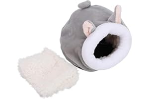 Atyhao Letto per criceti, Simpatico Nido di Cotone in Peluche a Forma di Animale Inverno Caldo per Dormire Nido per Riccio Ratto Nano Gerbillo Criceto siriano(Grigio)