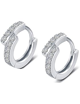 Shawa Damen Creolen 925 Sterling Silber Reihen Kreuz Diamant-Ohrschmuck Zirkonia Ohrringe Weihnachtsgeschenk Klappcreolen...