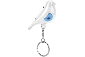 SONEW Key Finder, Key Finder Whistle Clapping Bird LED Whistle Key Finder Intelligent Voice Control Keychain Key Finder Whistle Claps for Seniors (White)