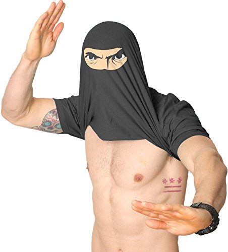 Mens Ask Me About My Ninja Disguise Flip T Shirt Funny Costume Graphic Humor Tee (Black) - XL