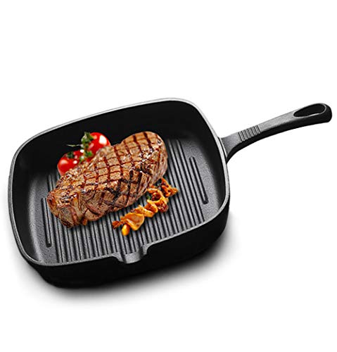 Preisvergleich Produktbild MAIFENGLE Antihaftbeschichtete Bratpfanne Schmorpfanne,induktionsgeeignet,pfleg... die Speiseöl spart Gebratenes Steak BBQ, Fischmundstück Design Gusseisen, schwarz 24CM