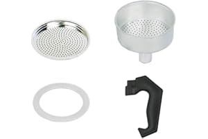 DAZZLEEX Set di ricambio per caffettiera espresso, maniglia, guarnizione, imbuto, filtro (3 tazze)