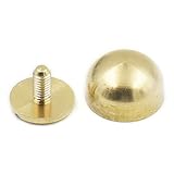 Material: Massives Messing. Fujiyuan - 12 Sets, 10 mm, 12 mm, runde Schraubverschluss-Nieten aus massivem Messing, Kugeln Spikes, für Geldbörse, Handtasche, Lederhandwerk, Massives Messing, gold, 12mm 0.5\