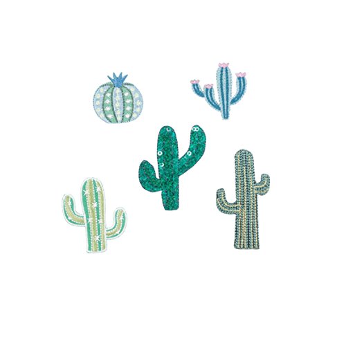 Kikkerland Iron-on Patches Cactus 5er Set Aufbügelflicken Flicken Kaktus Bügeln