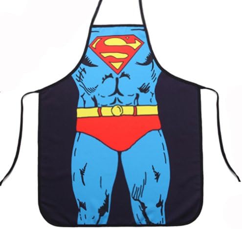 Novelty Funny Role Play Classic Film Characters Dinner Cooking Man Apron Party Superman