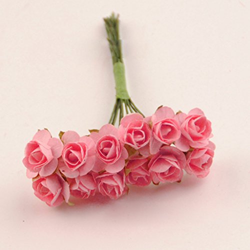 144 Stk. Mini Papier Rose Hochzeit Blumen für Handwerk Hochzeitsbevorzugungskasten (Rosa) - 8