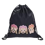 Affen Sommer Monkeys Äffchen Emoji Emoticons Smileys Beutel Stringbag Jutebeutel Turnbeutel Sporttasche Hipster Sack Umhängetasche Loomiloo Swag (Schwarz)