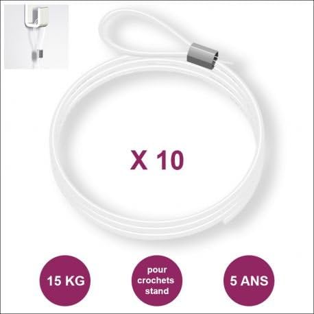 Set of 10 Perlon Cables with Loop, 150 cm