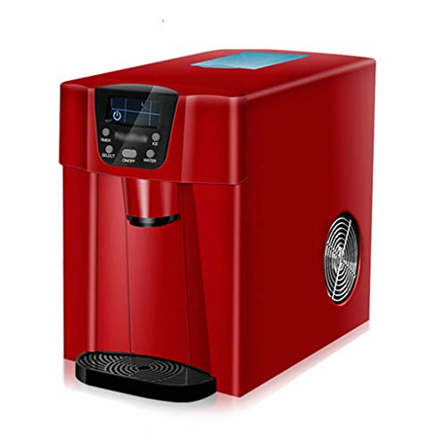 WODE 3 in 1 Ice Cube Macchina, Ice Maker Timer, in 6-10 Minuti E 15 kg / 24h, Digitale Controllo di Refrigerazione Ad Alte Prestazioni del Compressore Soft-Touch di Controllo Rosso,Red-Timer