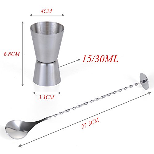 Cocktail Shaker Set 4-teilig Edelstahl Bar Werkzeug-Set mit Shaker und Glas, zwei Bar Jiggers, Hawthorne Sieb, Twisted Bar Löffel Cocktail Mixologist Set - 2