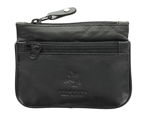 Visconti Monedero de Cuero para Monedas con Cremallera Superior/Portallaves CP3 Negro