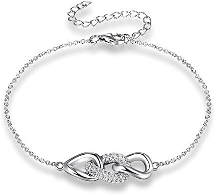 S925 Sterling Silver Infinity Buckle Lock Charm Adjustable Ankle Bracelet for Women