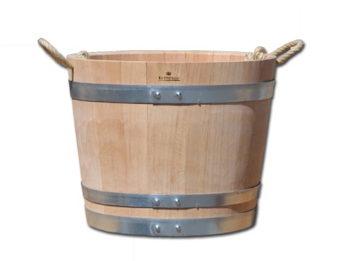 Blumentopf, Blumenkübel aus Eichen-Holz - Fass, Holzfass als Pflanzkübel - Weinfass, Bottich, Holzkübel (D30 bis D60) mit Schlaufen (D40 H35 mit Schlaufen)