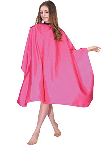 WM Beauty 50'' x 58'' Professional Water Repellent Adjustable Hair Salon Cape with Snaps Closure, Pink
