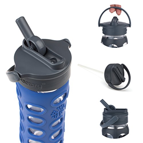 Lifefactory 15156 Glas -Trinkflasche 350ml, Straw Cap, cobalt - 2