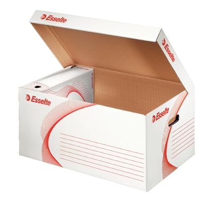 Esselte Boîte de Stockage et de Transport Standard, Couvercle Rabattable, Capacité : 6 Boîtes 80mm ou 5 Boîtes 100mm, Blanc, 128900