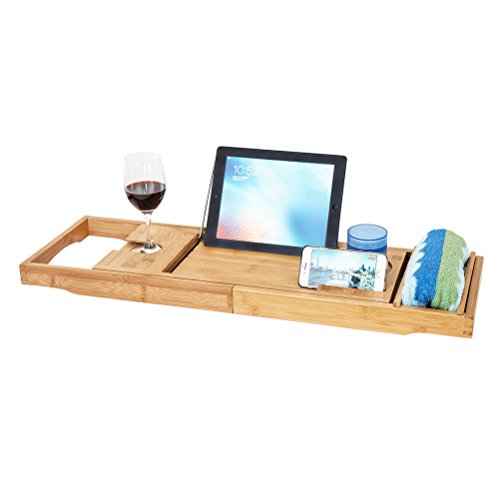 verstellbar ausziehbar Badewanne Rack Badezimmer Aufbewahrung Bambus Bad Caddy Badewanne Rack Badezimmer Aufbewahrung Bambus Bad Caddy Tray - 3