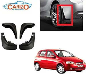 CARIZO Car Plastic Mud Flaps for Chevrolet Aveo UVA (Set of 4)