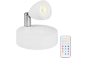 DONGKER Wireless LED Spotlight,Indoor Plant Up Lights with Remote Control & Rotatable Lights Head,3 Color Temperatures, Battery Operated for Plant Wall Art,Artwork Dartboard（not Include 3AAA Battery