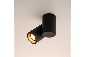 CGC Lighting Indoor Ceiling Wall Spotlight GU10 Modern Adjustable Single Head (Black, Single Spot Light)