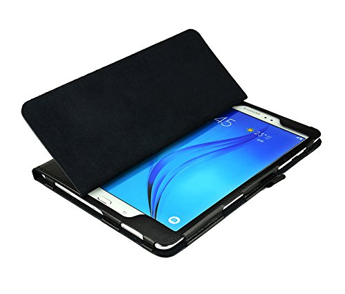 gada – 3in1 Set: Samsung Galaxy Tab A T550/555 9.7 – Elegantes Slim Leder-Imitat Case mit praktischer Standfunktion inkl. kostenloser Displayfolie und Touch Pen Schwarz - 5